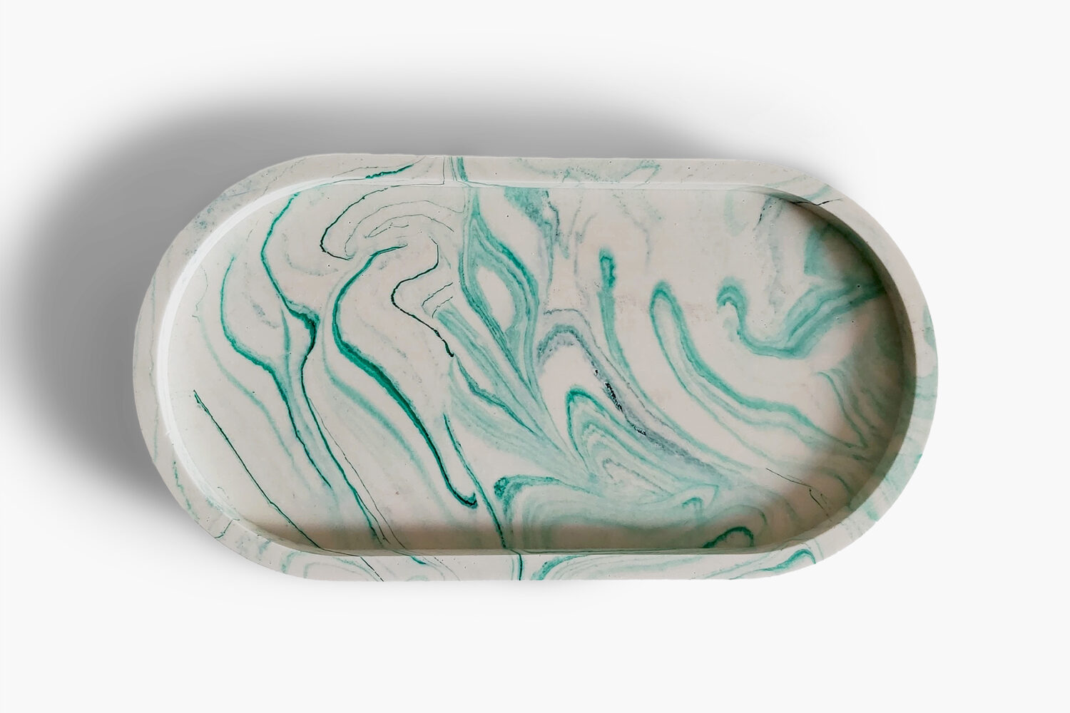 Marble Pill Shaped Tray - Green Swirl