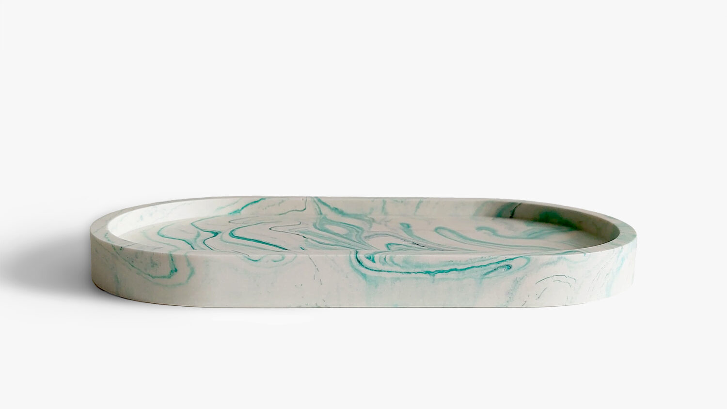 Marble Pill Shaped Tray - Green Swirl - Image 2