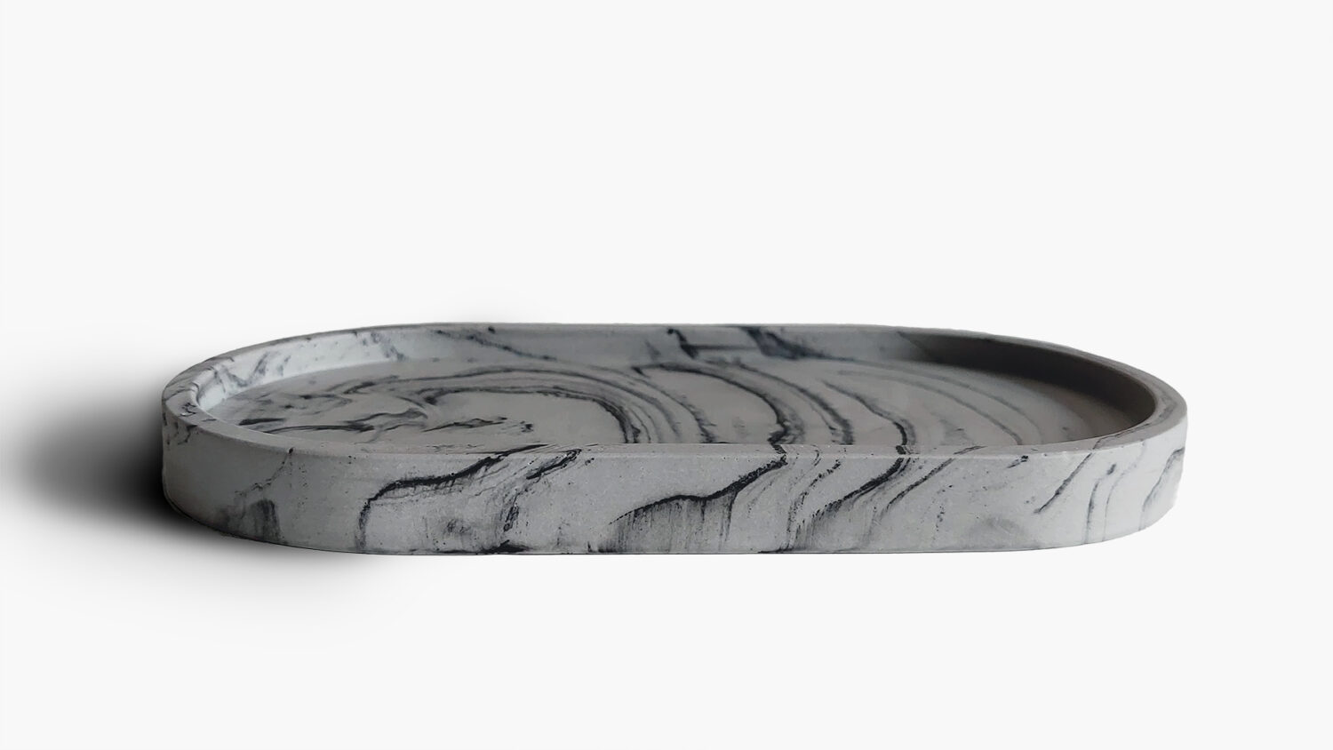 Marble Pill Shaped Tray - Charcoal Trails - Image 2