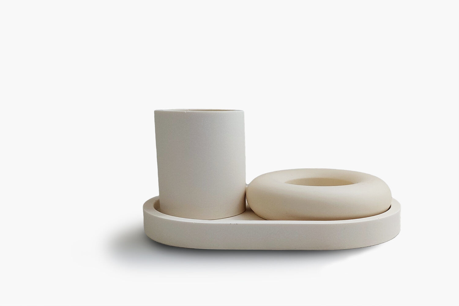 Sand White Round Tea Light Candle Holder Set