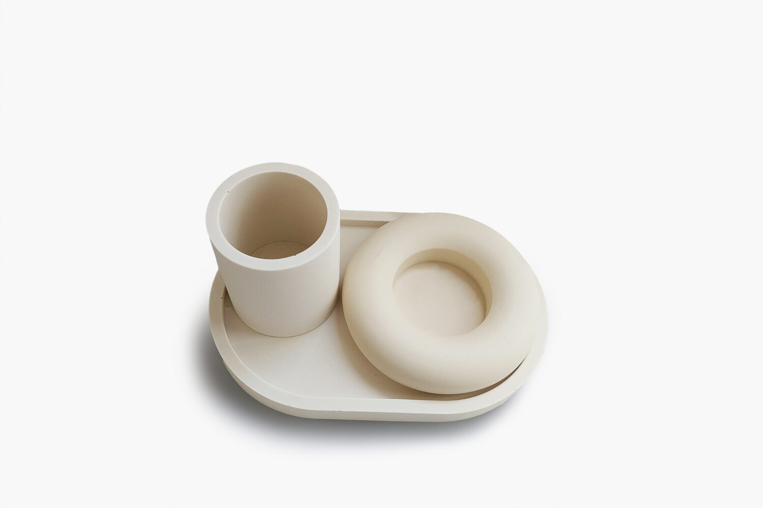 Sand White Round Tea Light Candle Holder Set - Image 2
